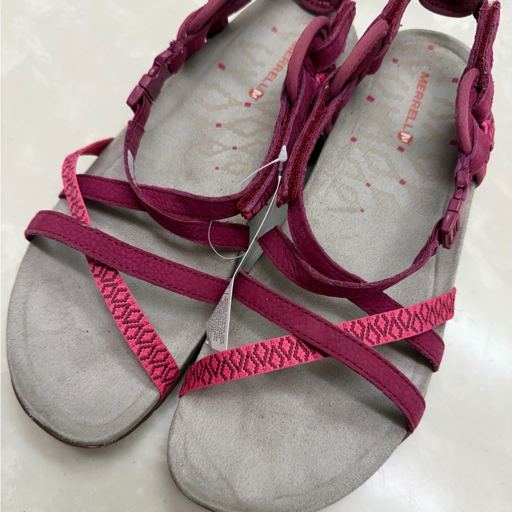Merrell Women's Wine and Pink Strappy Sandals
